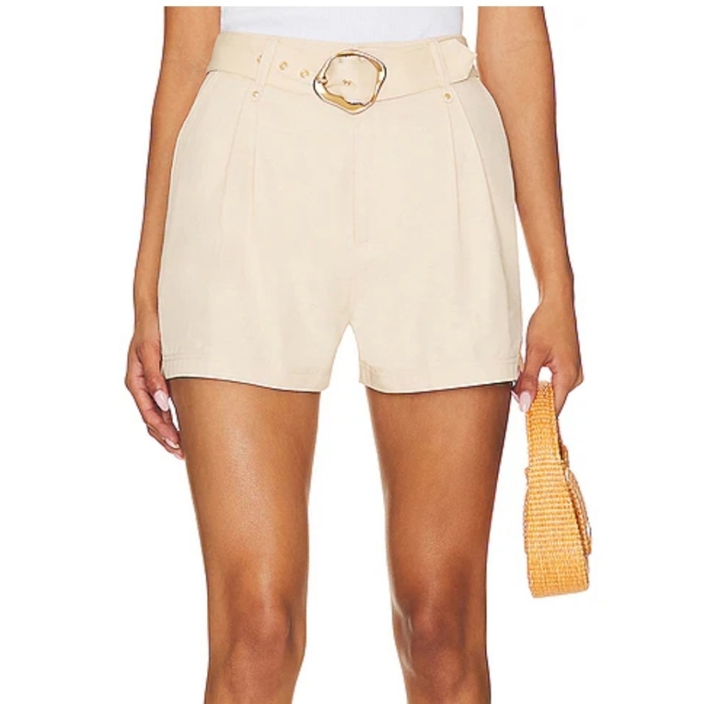 Paige Shorts Neva Belted High Rise In Ecru (Beige) Women's 12 NWT $209‎ BB2